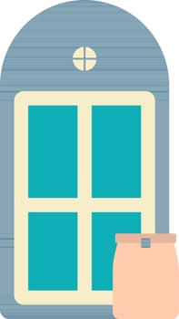 Parcel On Door Icon In Flat Style. vector