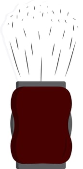 Brown And White Shaving Brush Icon In Flat Style. vector