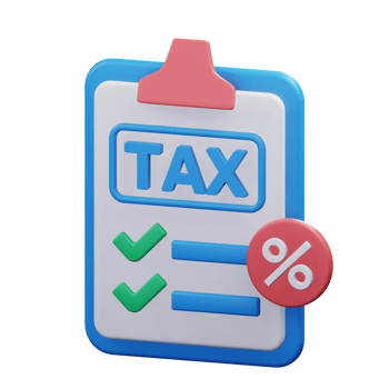 tax document paper on clipboard with percentage symbol for financial report 3d render icon illustration design png