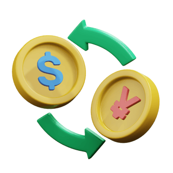 gold coin with different currency and turn over arrow for money exchange financial strategy concept 3d render icon illustration design png