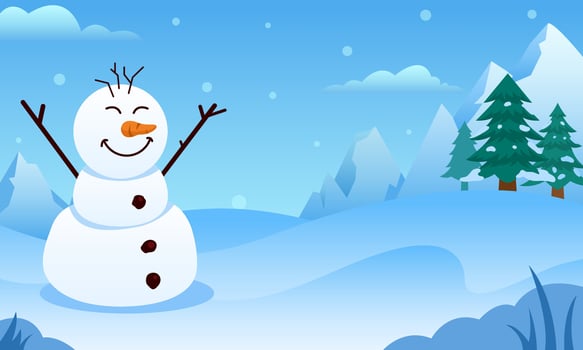 Welcoming Snowman To The Frozen Land vector