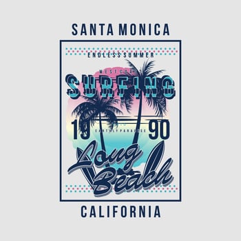 santa monica california graphic, typography t shirt, vector design illustration, good for casual style