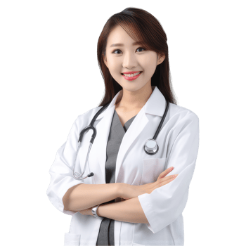 Asian young woman doctor with stethoscope in uniform smiling isolated on transparent , medical concept png