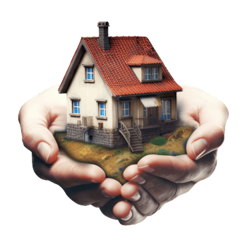 two hands presenting house. real estate investment concept . png