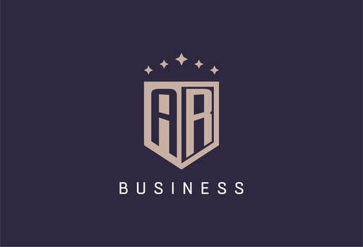 AR initial shield logo icon geometric style design vector