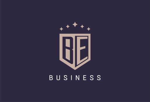 BE initial shield logo icon geometric style design vector