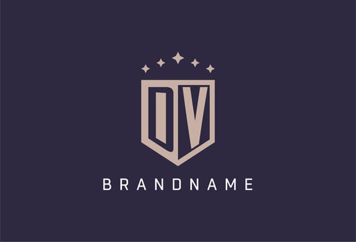 DV initial shield logo icon geometric style design vector
