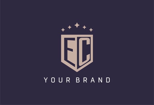 EC initial shield logo icon geometric style design vector
