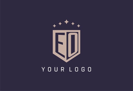 EO initial shield logo icon geometric style design vector