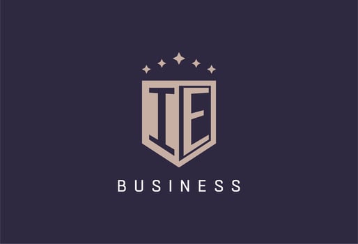 IE initial shield logo icon geometric style design vector