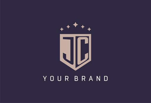 JC initial shield logo icon geometric style design vector