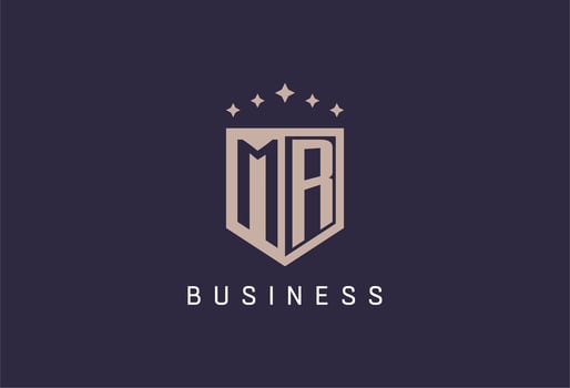 MR initial shield logo icon geometric style design vector