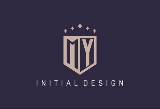 MY initial shield logo icon geometric style design vector