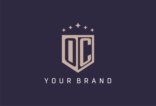 OC initial shield logo icon geometric style design vector