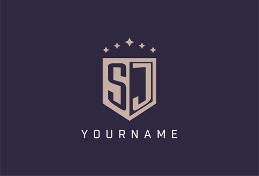 SJ initial shield logo icon geometric style design vector