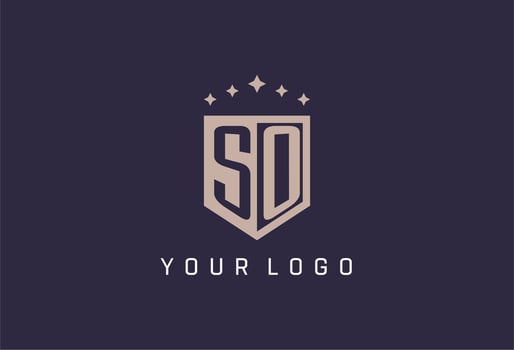 SO initial shield logo icon geometric style design vector