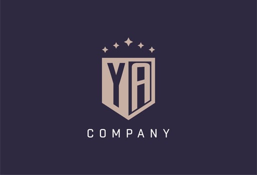 YA initial shield logo icon geometric style design vector