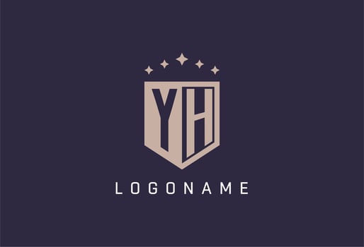 YH initial shield logo icon geometric style design vector