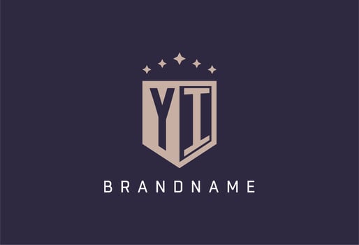 YI initial shield logo icon geometric style design vector