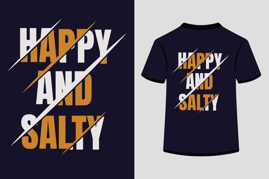 Happy and salty, Summer beach, Bold typography t-shirt design. vector