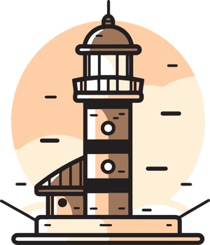 vintage lighthouse logo in flat line art style png
