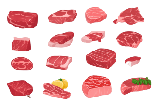 Set of meat isolated background png