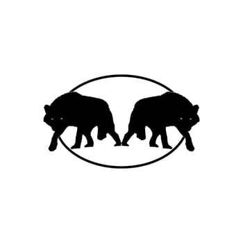 Silhouette of the Wolf Arise from the Circle Hole for Logo Type. Vector Illustration