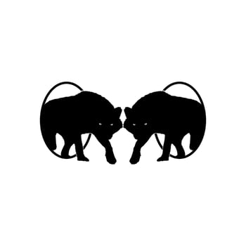 Silhouette of the Wolf Arise from the Circle Hole for Logo Type. Vector Illustration
