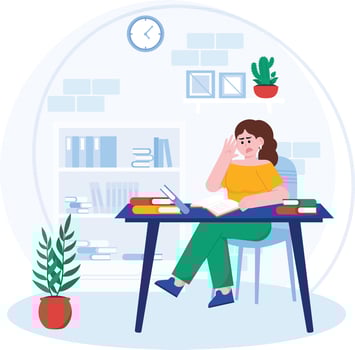 Girls Study For Exam Preparation Illustration vector