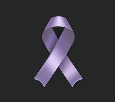 Esophageal cancer awareness symbol. Periwinkle ribbon isolated on black background vector