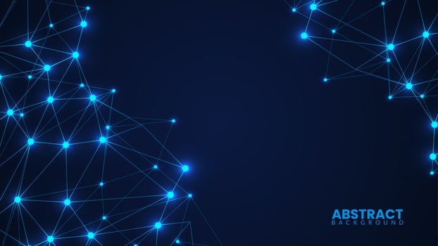 Glowing plexus line. Network connection dot. Abstract geometric background with neon mesh. Digital technology and big data analysis illustration vector