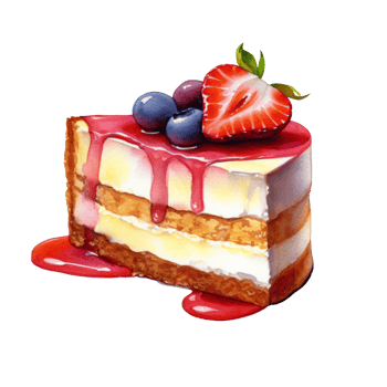 Watercolor painting of cheesecake clip art. Bakery dessert.transparent background., . png