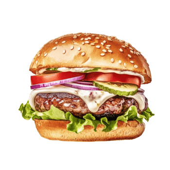 Watercolor painting of Hamburger clip art. fastfood.transparent background., . png