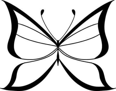 Monochrome ethnic butterfly design. Anti-stress coloring page for adults. Hand drawn black and white vector illustration