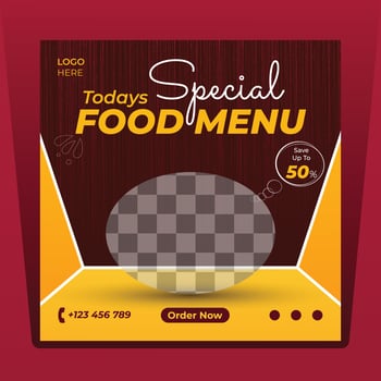 Food poster design for social media post. Food menu web banner template design. vector