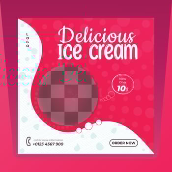 Ice craem poster design template for restaurant marketing. Ice cream web banner design. vector