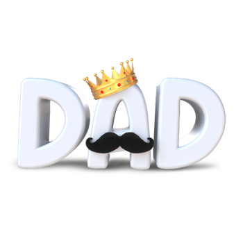 3D Rendering Word Dad With Golden Crown png