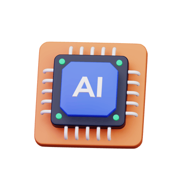 AI computer chip processor for artificial intelligence digital brain concept 3d icon illustration design png
