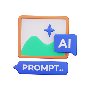 image symbol with ai prompt request for artificial intelligence photo scene generative program 3d render icon illustration design png