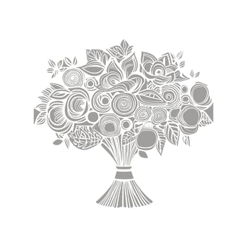 line art flower bouquet vector