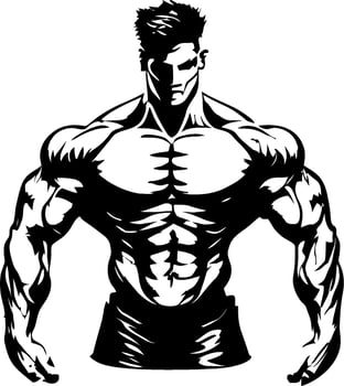 This striking muscular body vector illustration showcases the epitome of physical strength and fitness. The artwork captures the intricacies of well-defined muscles and chiseled contours, highlighting