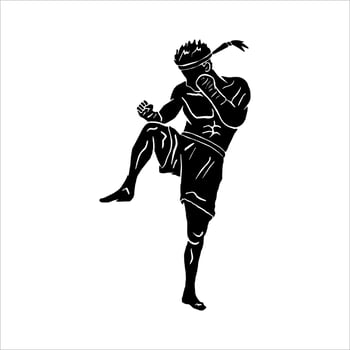 muay thai fighter icon silhouette vector