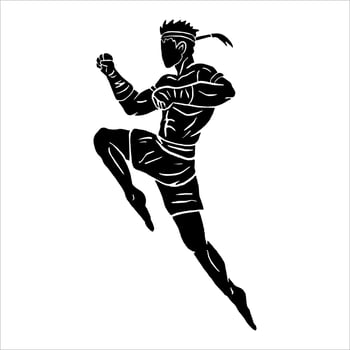 muay thai fighter icon silhouette vector