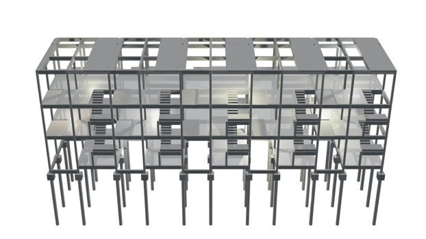 3D illustration of building project in transparent png