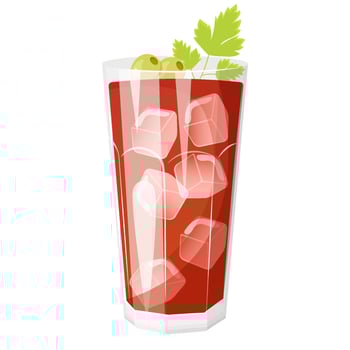 Bloody Mary cocktail decorated with olives and celery vector
