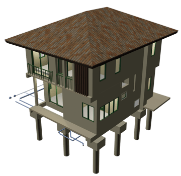 3D illustration of building project in transparent png