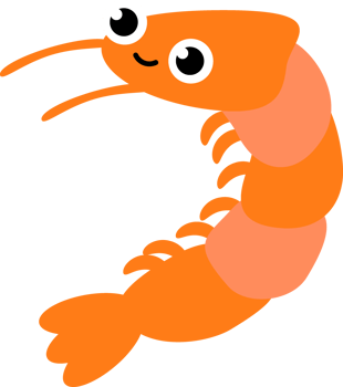 Cute cartoon prawn under the sea animals png
