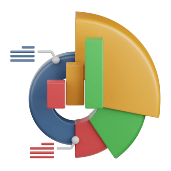 3d rendering statistics isolated useful for business, analytics, web, money and finance design png