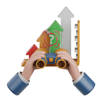 3d rendering predictive chart isolated useful for business, analytics, web, money and finance design png