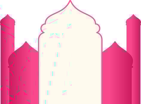 Blank Mosque Door With Minaret Pink Element In Flat Style. vector